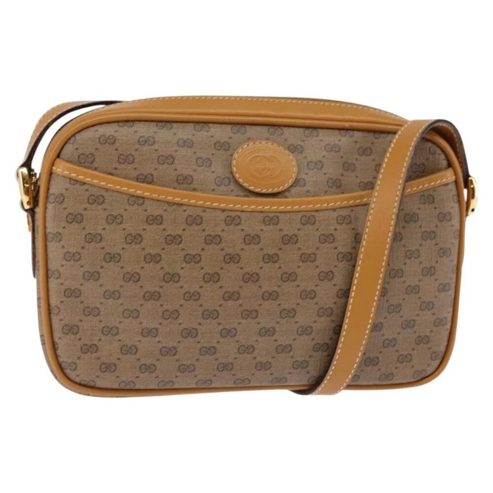 GUCCI Micro GG Supreme Shoulder Bag PVC Beige Gold 007 56 0095 Auth BA5899